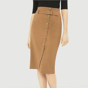 Camel Button-Front Pencil Skirt | White House Black Market (Size 10)